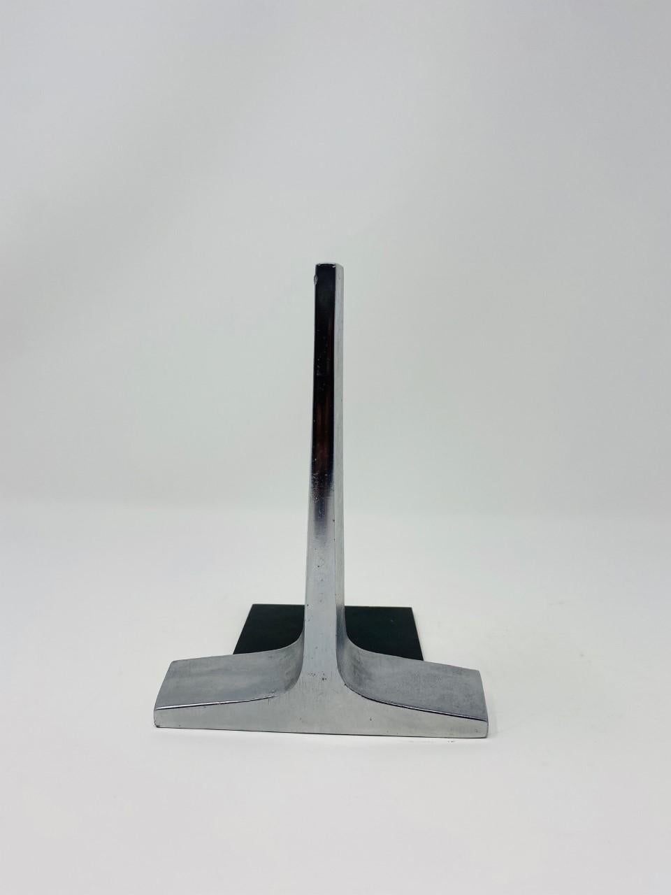 Vintage Modernist Bill Curry Style Chrome Steel I Beam Bookends In Good Condition In San Diego, CA