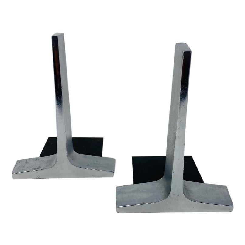 Stylish MidCentury IBeam Metal Bookends For Sale at 1stDibs