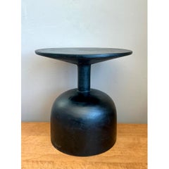 Vintage Modernist Black Wood Accent Table