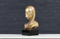 Vintage Modernist Brancusi-Inspired Bust Sculpture