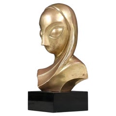 Vintage Modernist Brancusi-Inspired Bust Sculpture