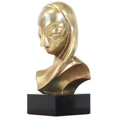 Vintage Modernist Brancusi Style Bust Sculpture