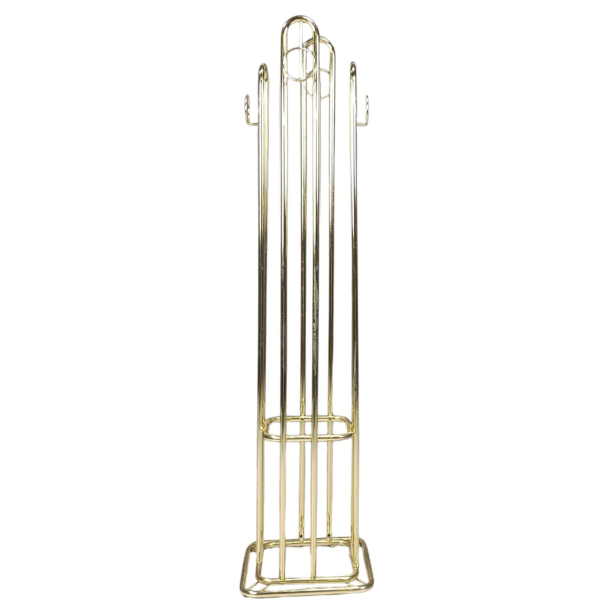 Vintage modernist brass coat stand 1970s