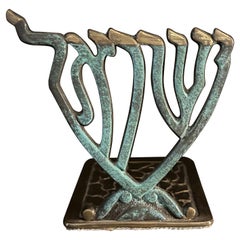 Vintage-Modernist Brass Menorah