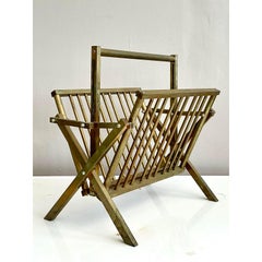 Vintage Modernist Brass Newspaper Rack