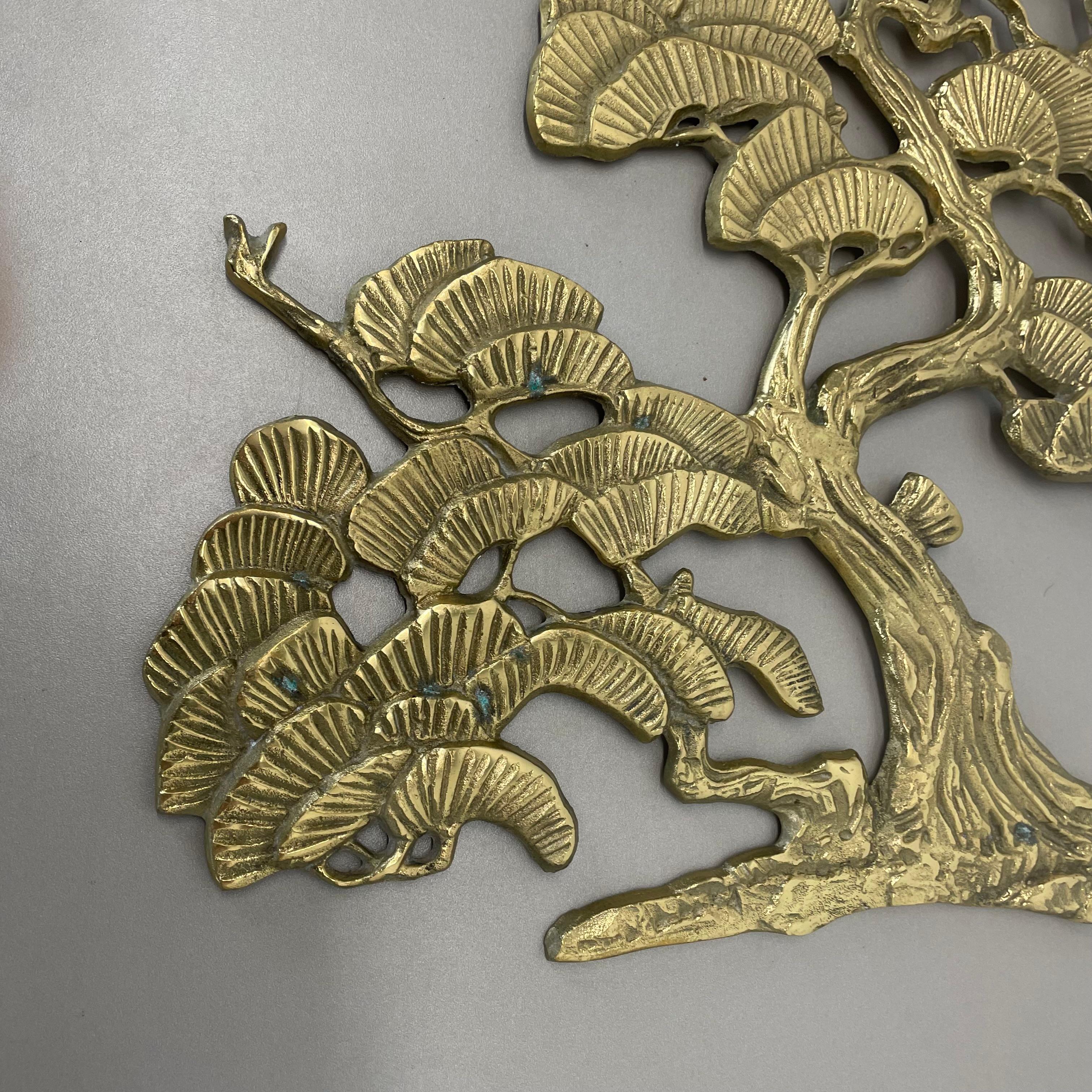 Vintage Modernist Brass Wall Object Decoration Sculpture Bonsai, Germany, 1960s For Sale 5