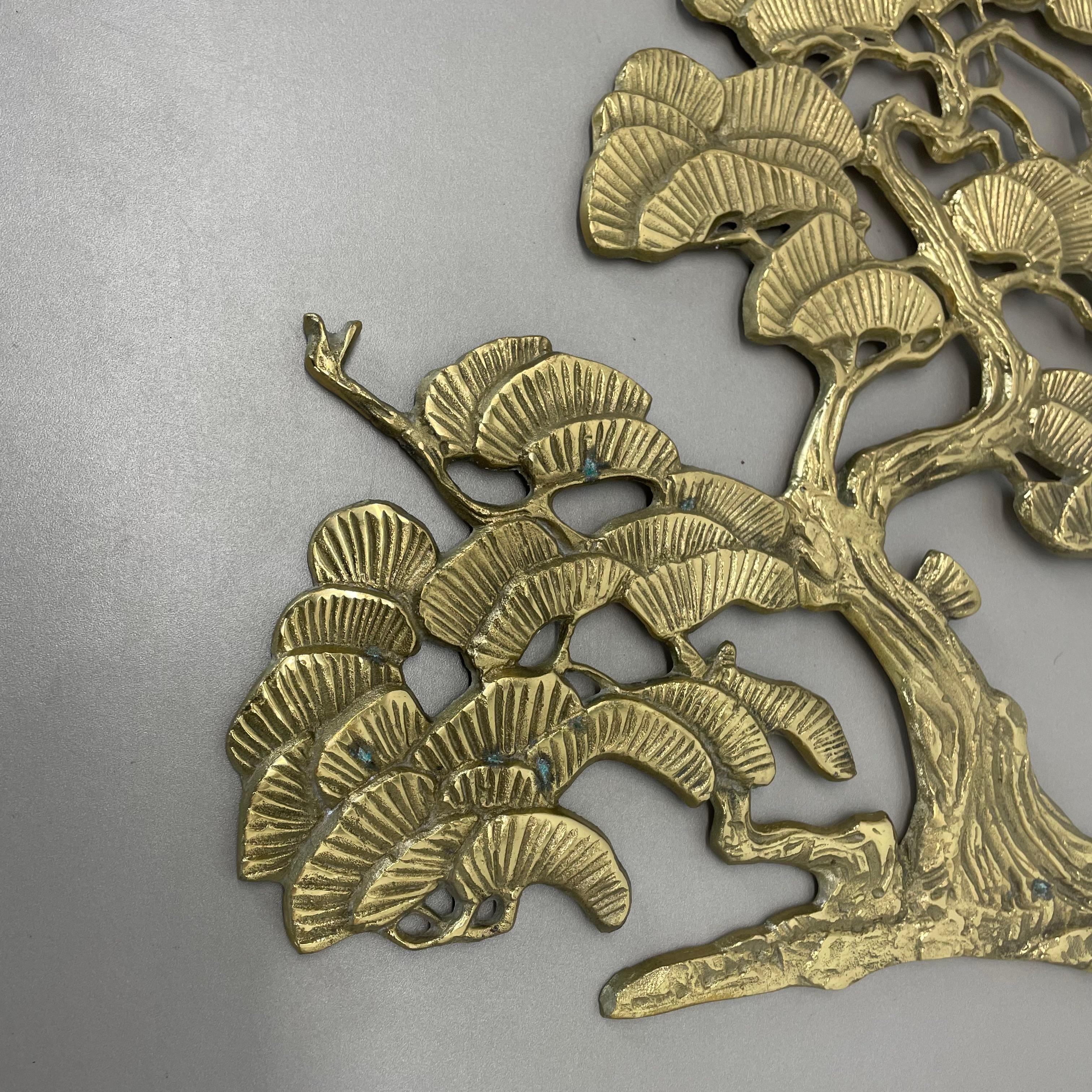 Vintage Modernist Brass Wall Object Decoration Sculpture Bonsai, Germany, 1960s For Sale 6