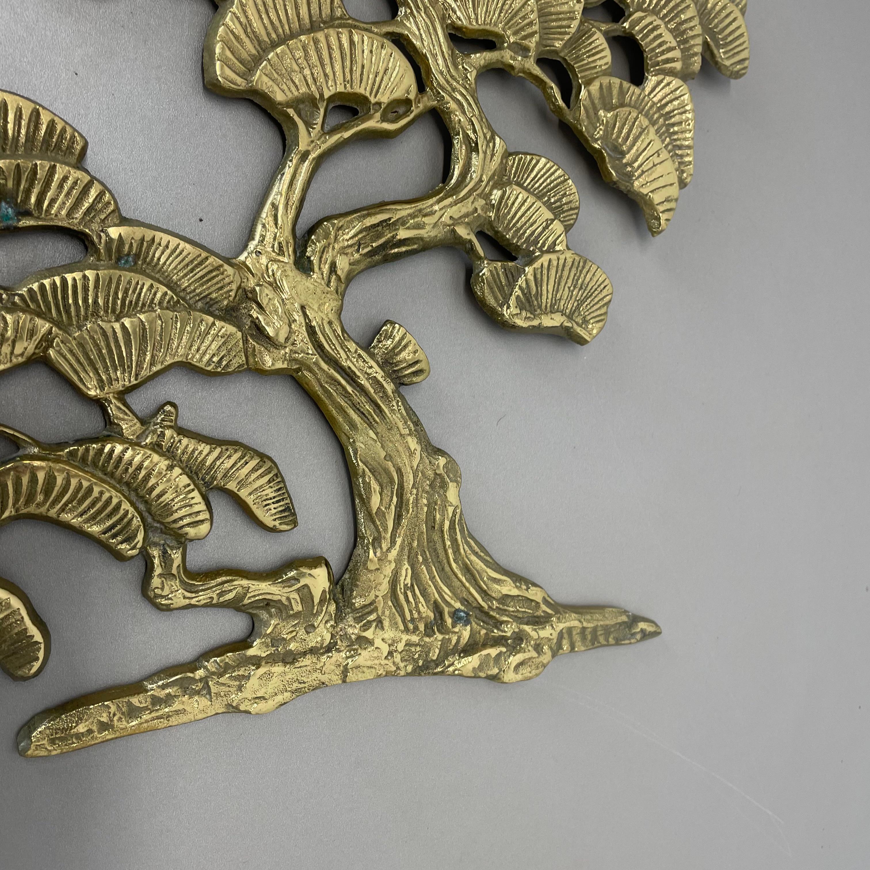 Vintage Modernist Brass Wall Object Decoration Sculpture Bonsai, Germany, 1960s For Sale 9