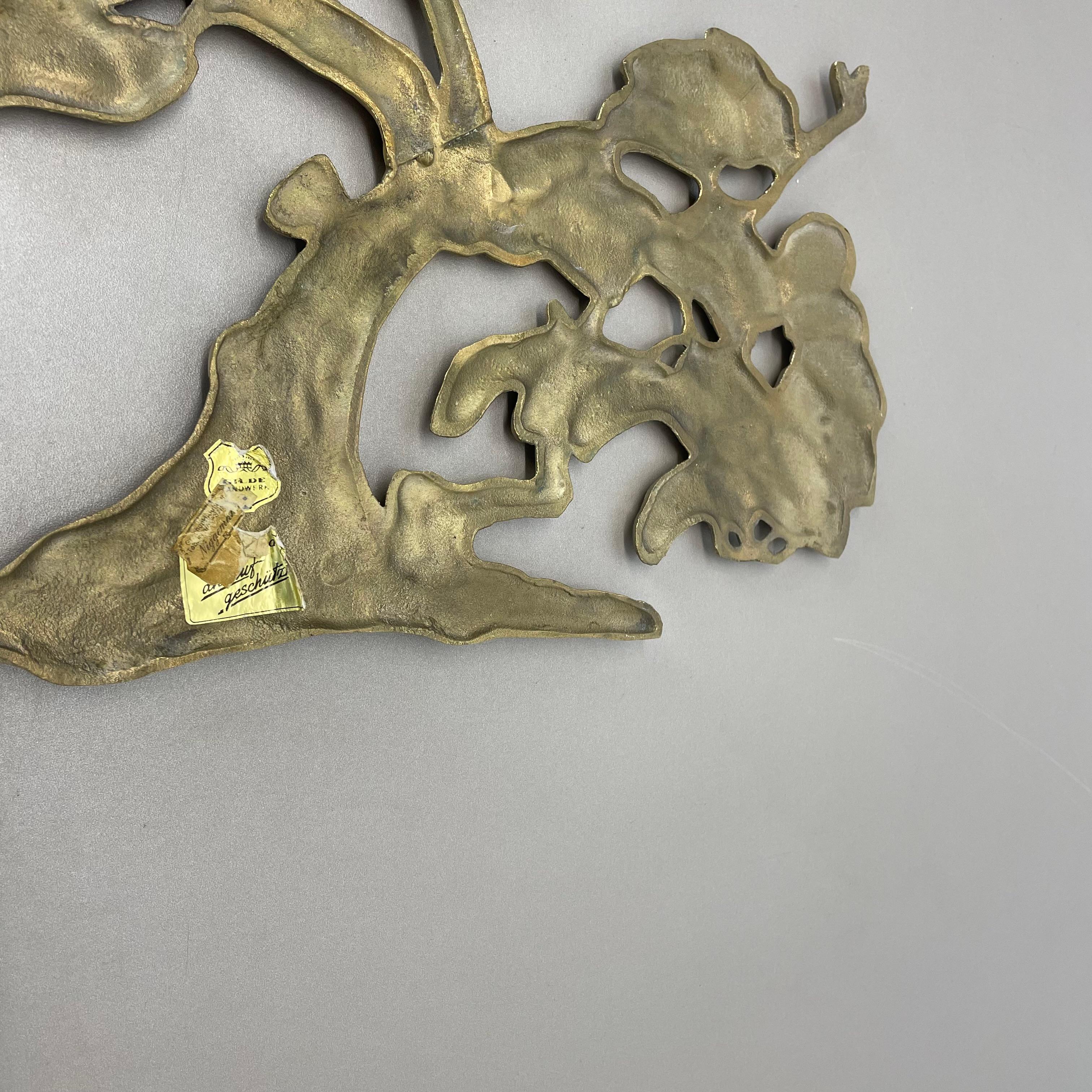 Vintage Modernist Brass Wall Object Decoration Sculpture Bonsai, Germany, 1960s For Sale 11