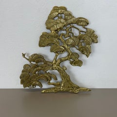 Vintage Modernist Brass Wall Object Decoration Sculpture Bonsai, Germany, 1960s
