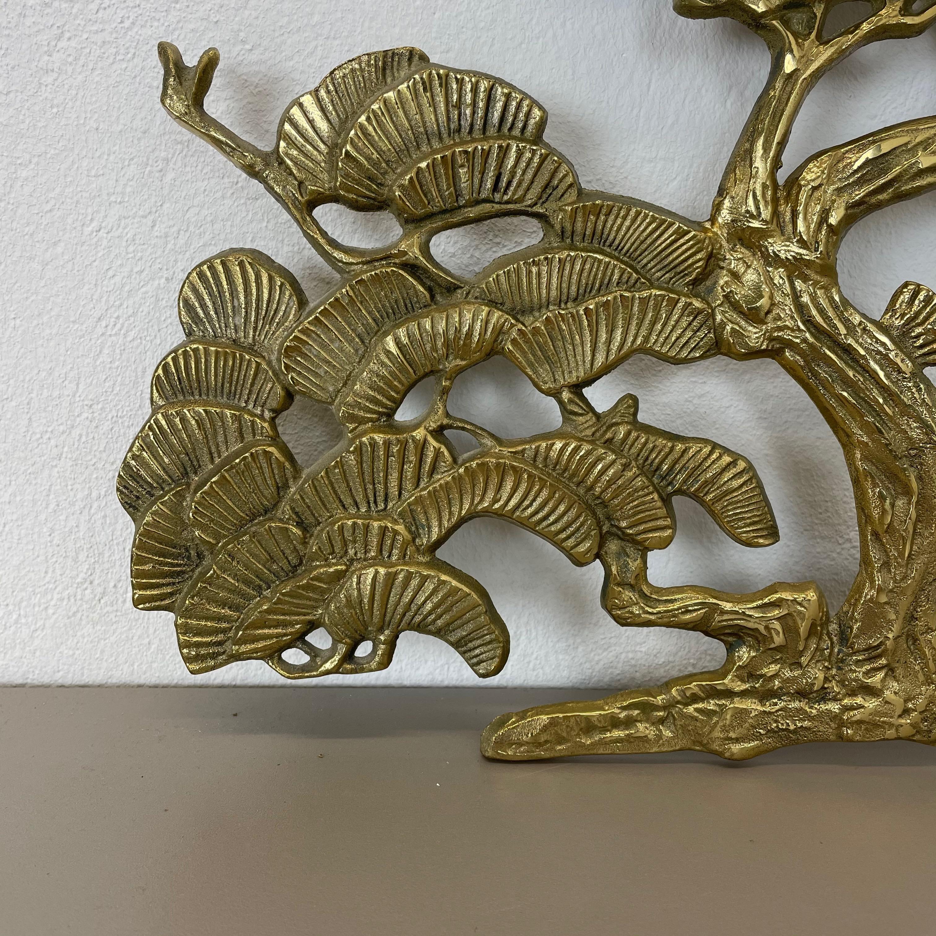 Vintage Modernist Brass Wall Object Decoration Sculpture Bonsai, Germany, 1960s In Good Condition In Kirchlengern, DE