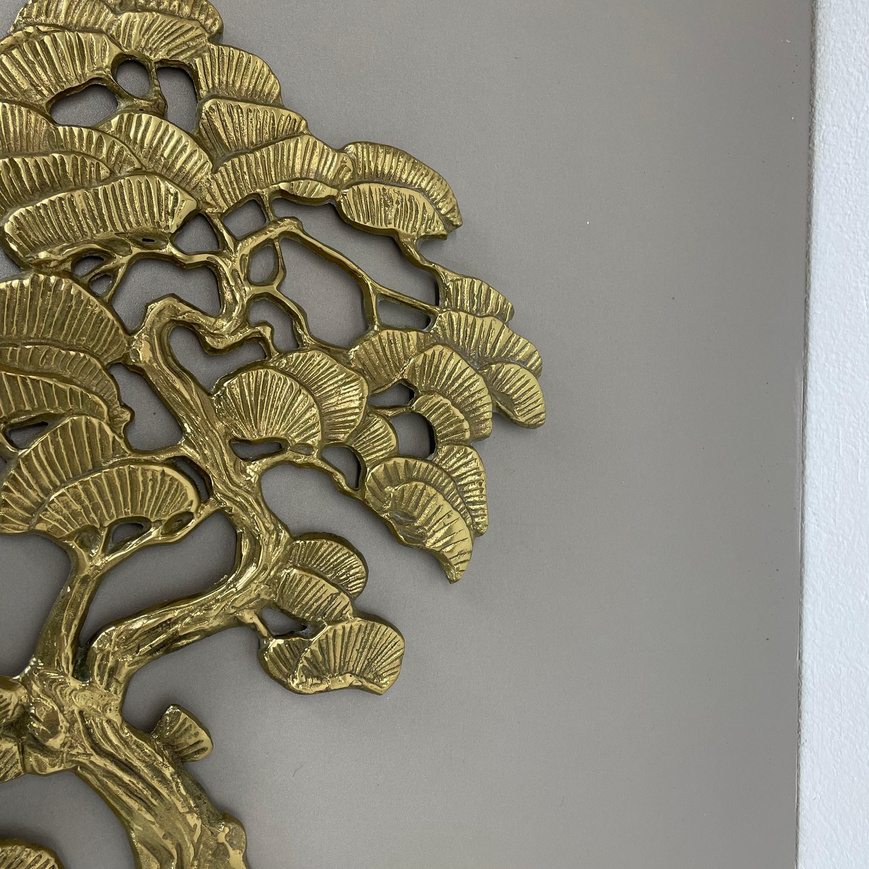 Vintage Modernist Brass Wall Object Decoration Sculpture Bonsai, Germany, 1960s In Good Condition For Sale In Kirchlengern, DE