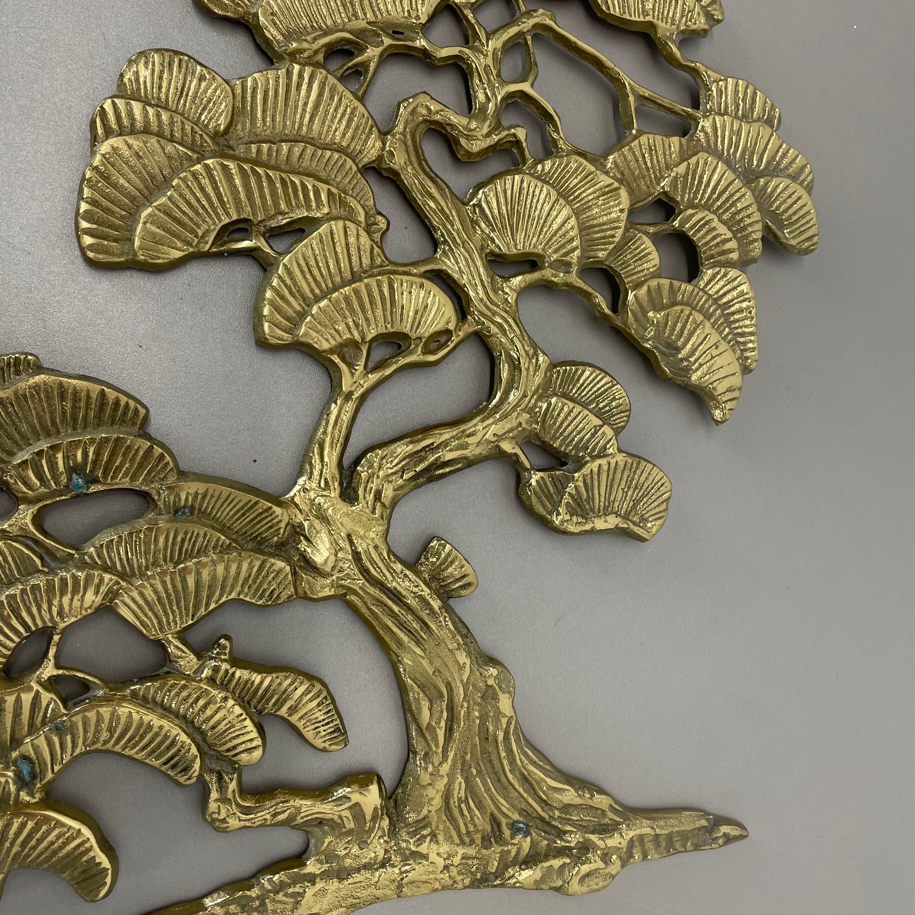 20th Century Vintage Modernist Brass Wall Object Decoration Sculpture Bonsai, Germany, 1960s For Sale