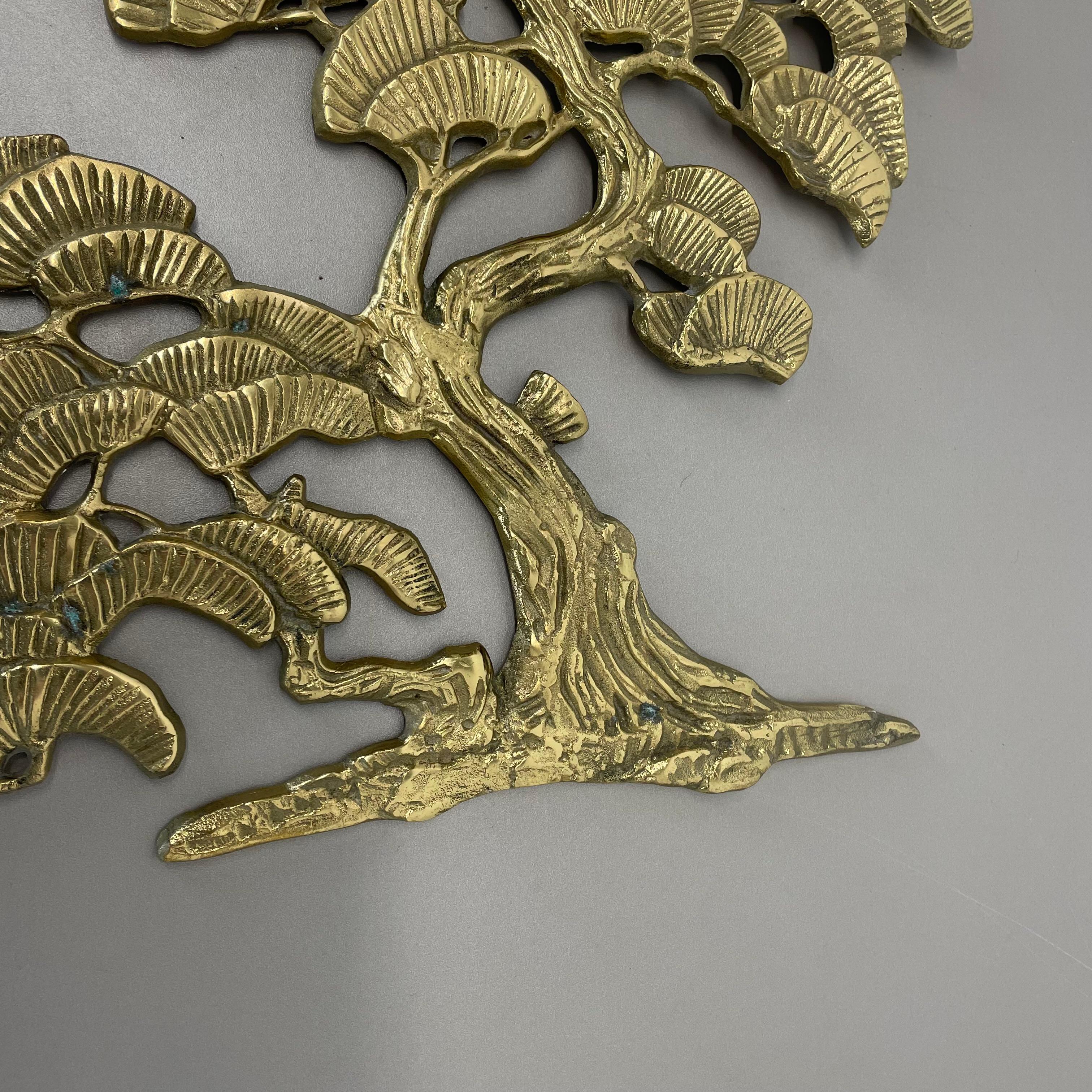 Vintage Modernist Brass Wall Object Decoration Sculpture Bonsai, Germany, 1960s For Sale 1