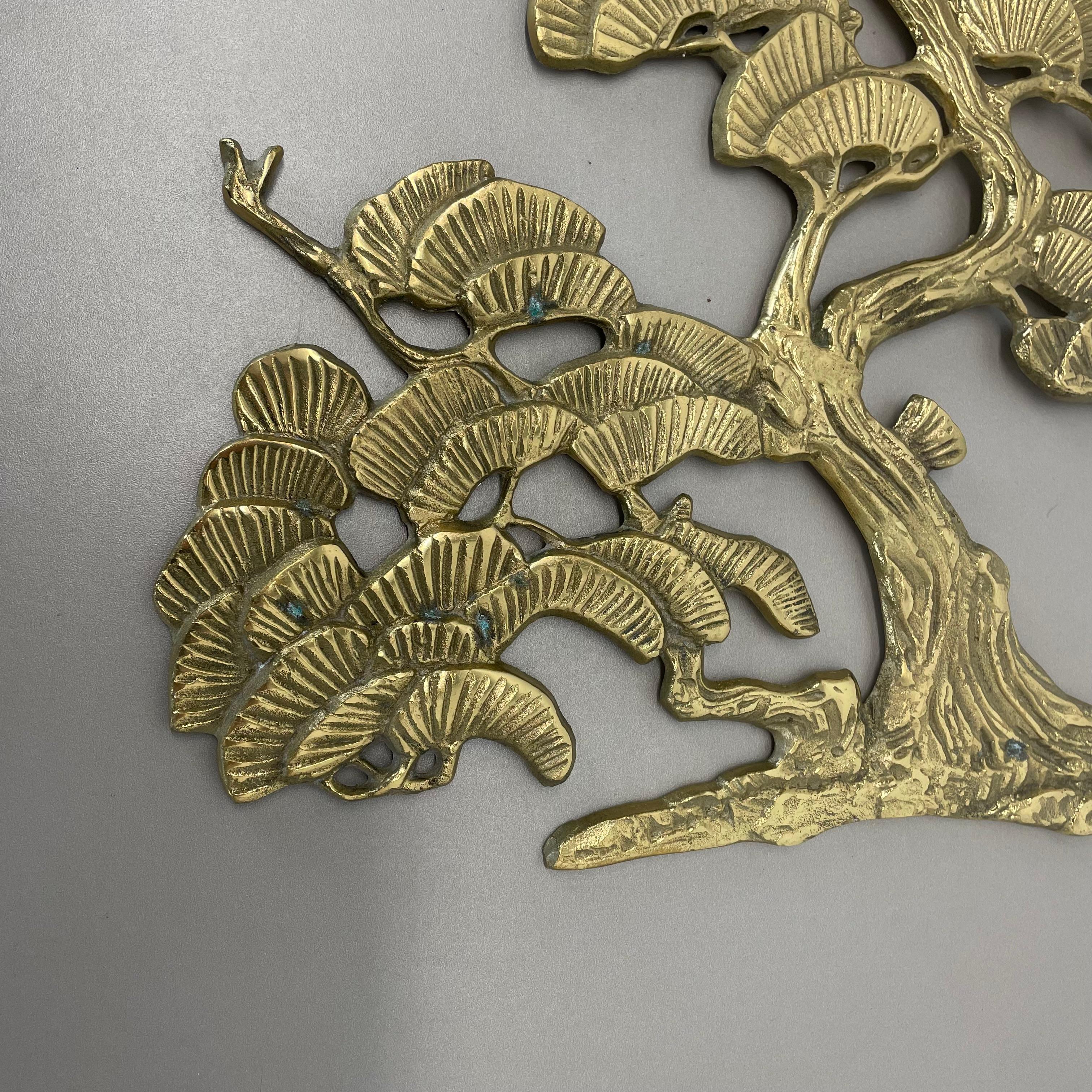 Vintage Modernist Brass Wall Object Decoration Sculpture Bonsai, Germany, 1960s For Sale 2