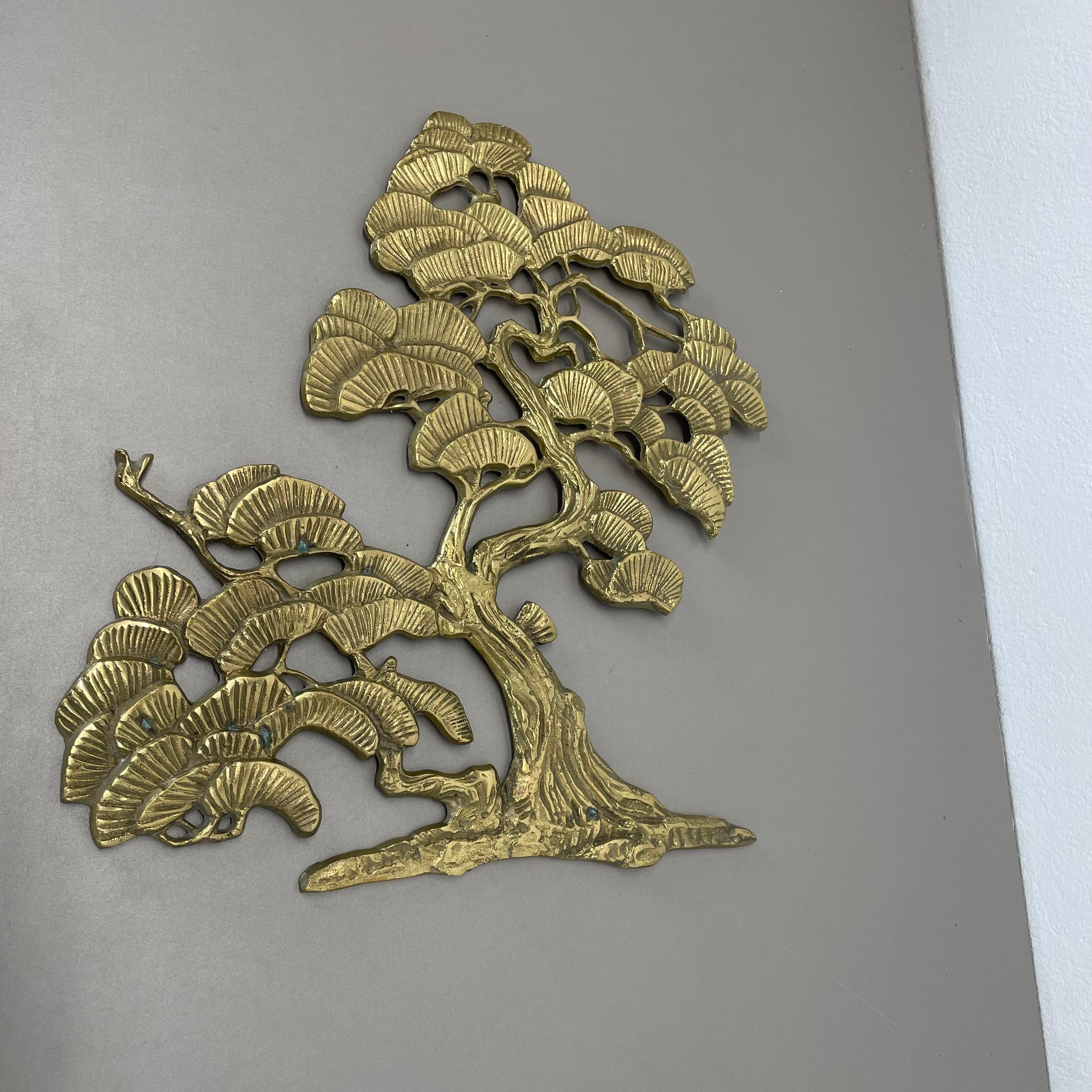 Vintage Modernist Brass Wall Object Decoration Sculpture Bonsai, Germany, 1960s For Sale 3
