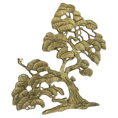 Escultura modernista vintage de latón para decoración de pared Bonsái, Alemania, años 60