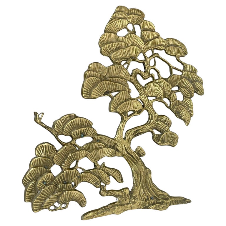 Vintage Modernist Brass Wall Object Decoration Sculpture Bonsai, Germany,  1960s