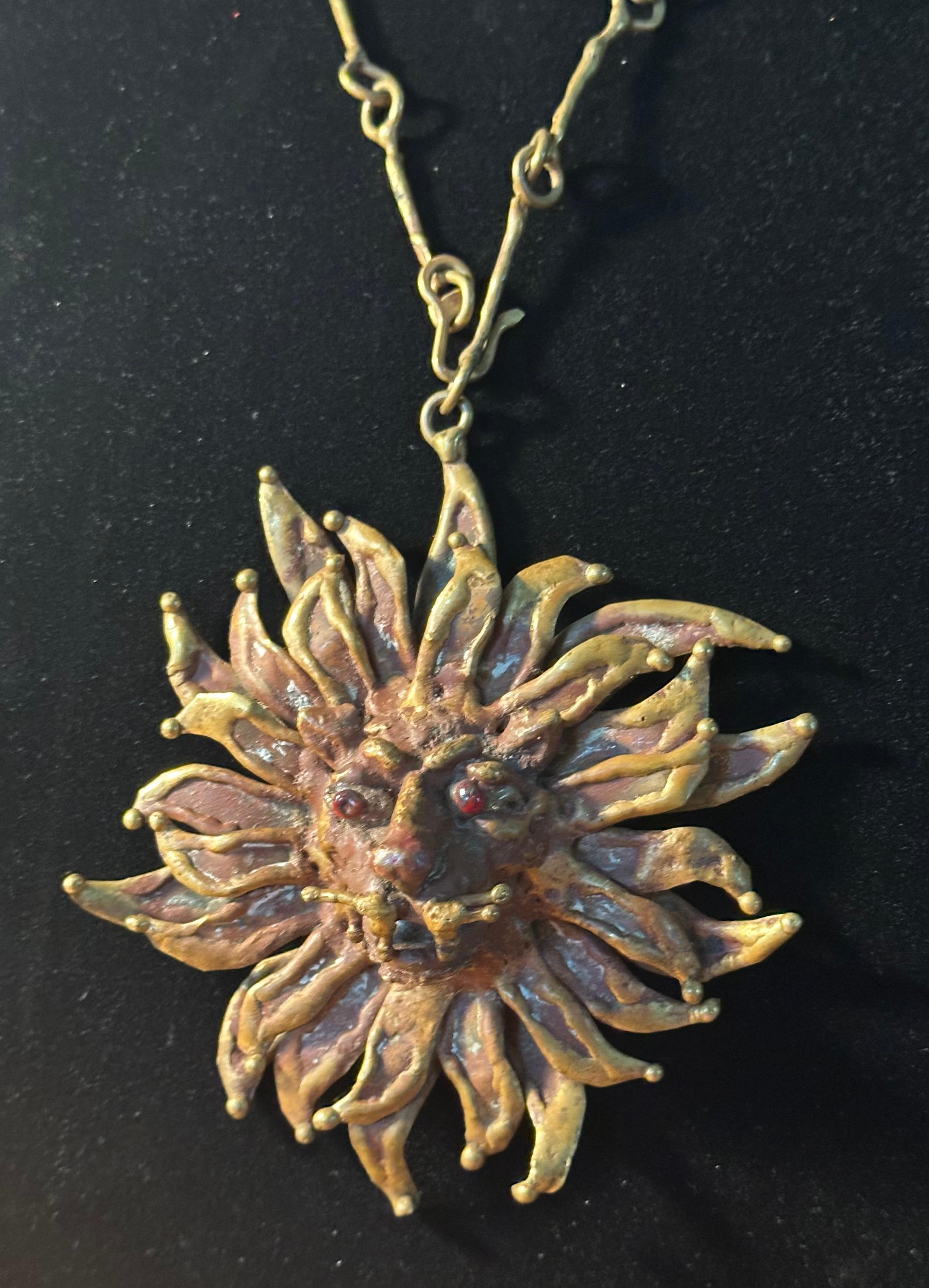 Vintage Modernist Bronze Löwe Halskette von Pal Kepenyes im Angebot 3