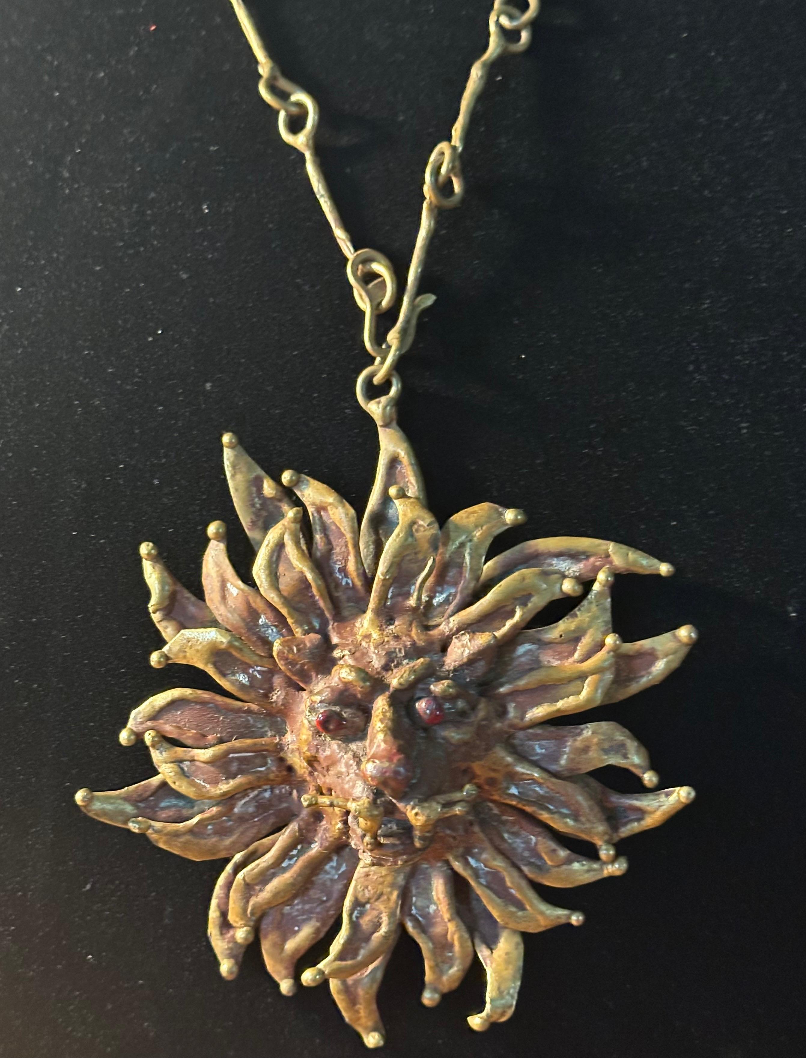 Vintage Modernist Bronze Löwe Halskette von Pal Kepenyes im Angebot 4