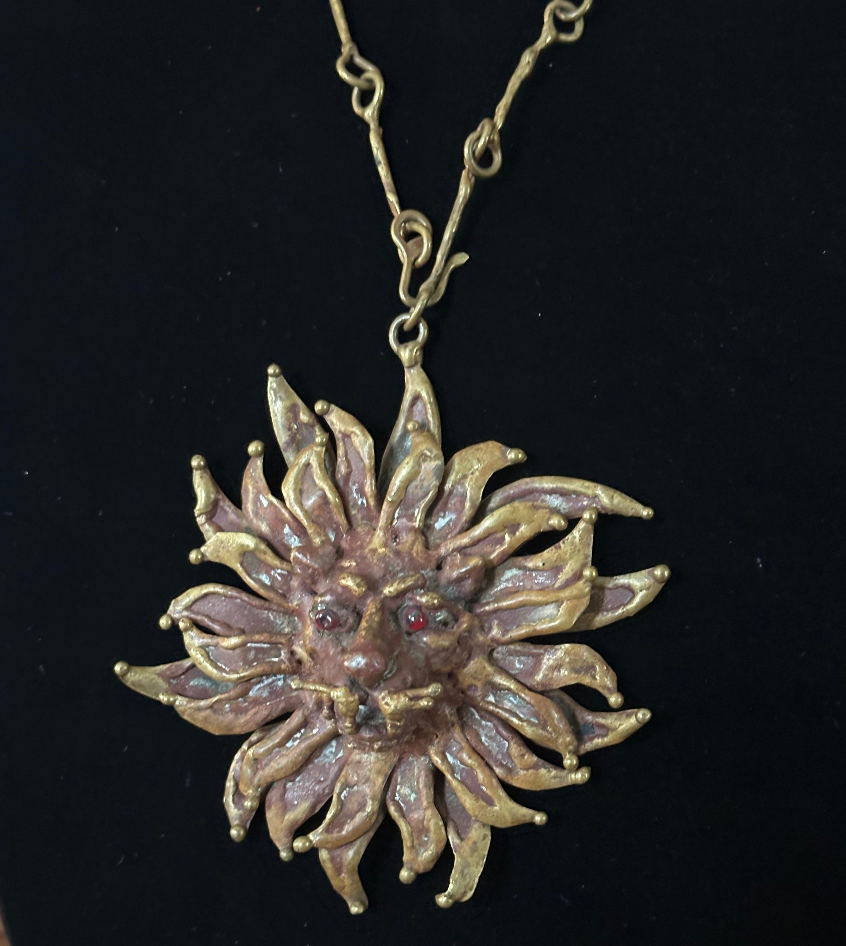 Vintage Modernist Bronze Löwe Halskette von Pal Kepenyes im Angebot 5