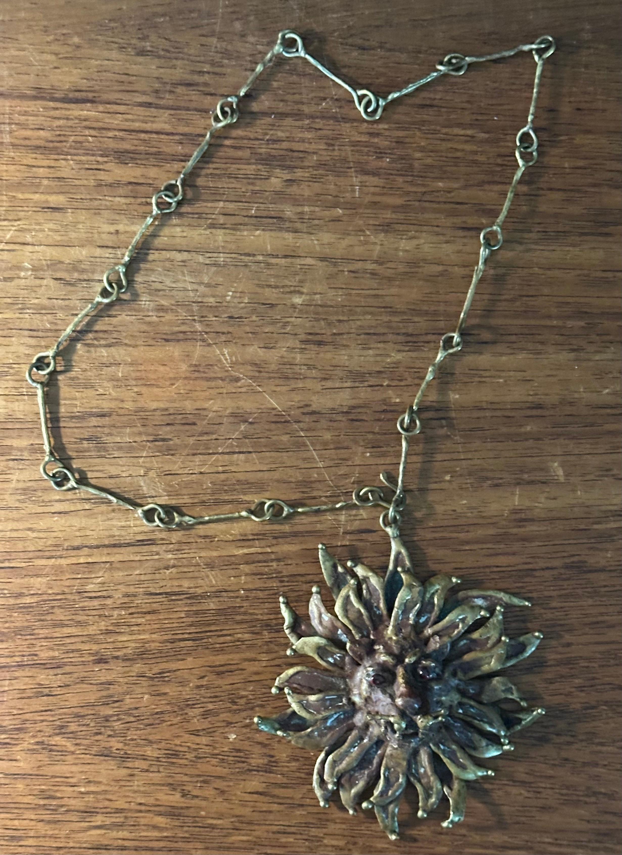 Vintage Modernist Bronze Löwe Halskette von Pal Kepenyes im Angebot 6