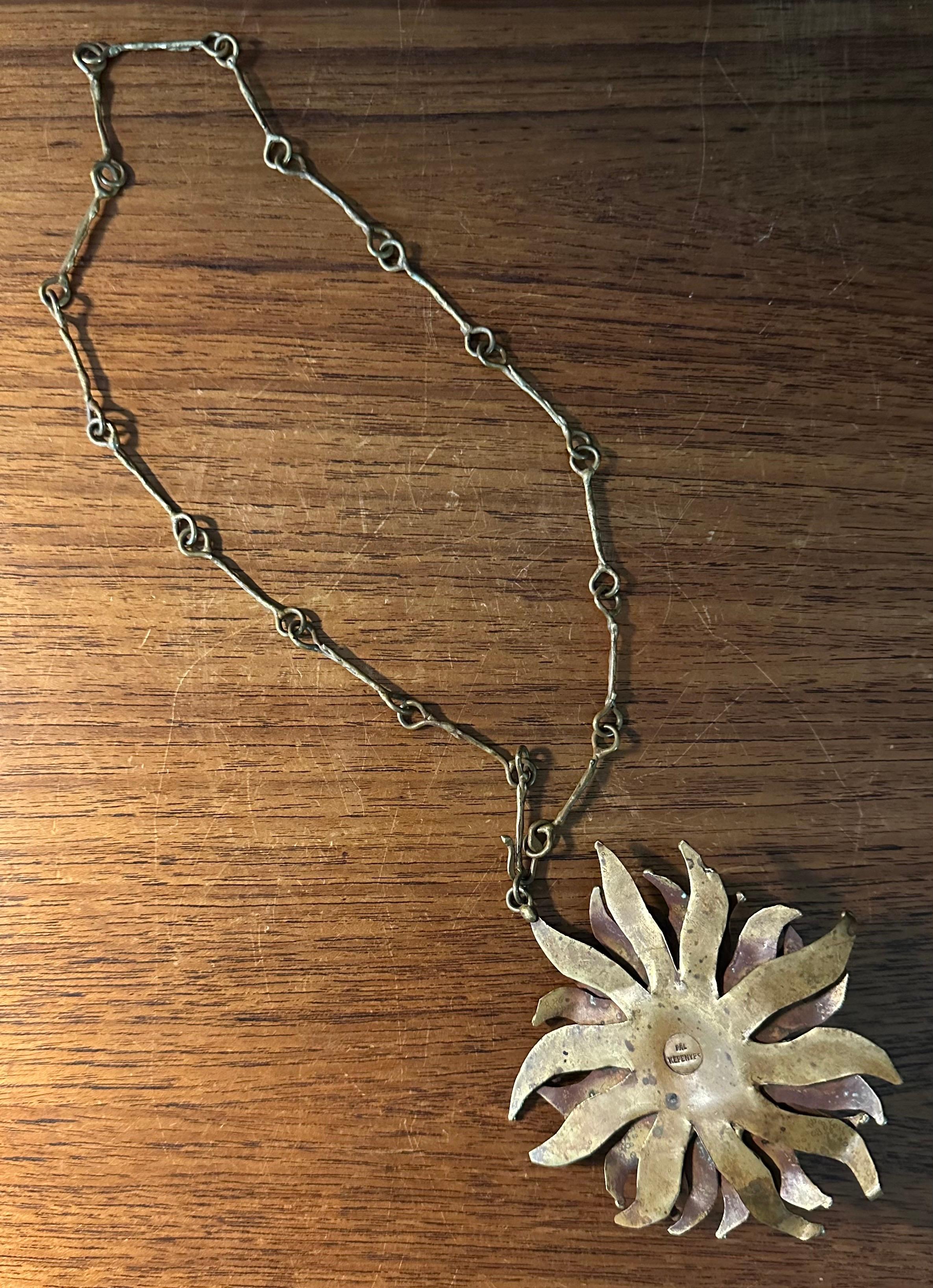 Vintage Modernist Bronze Löwe Halskette von Pal Kepenyes im Angebot 8