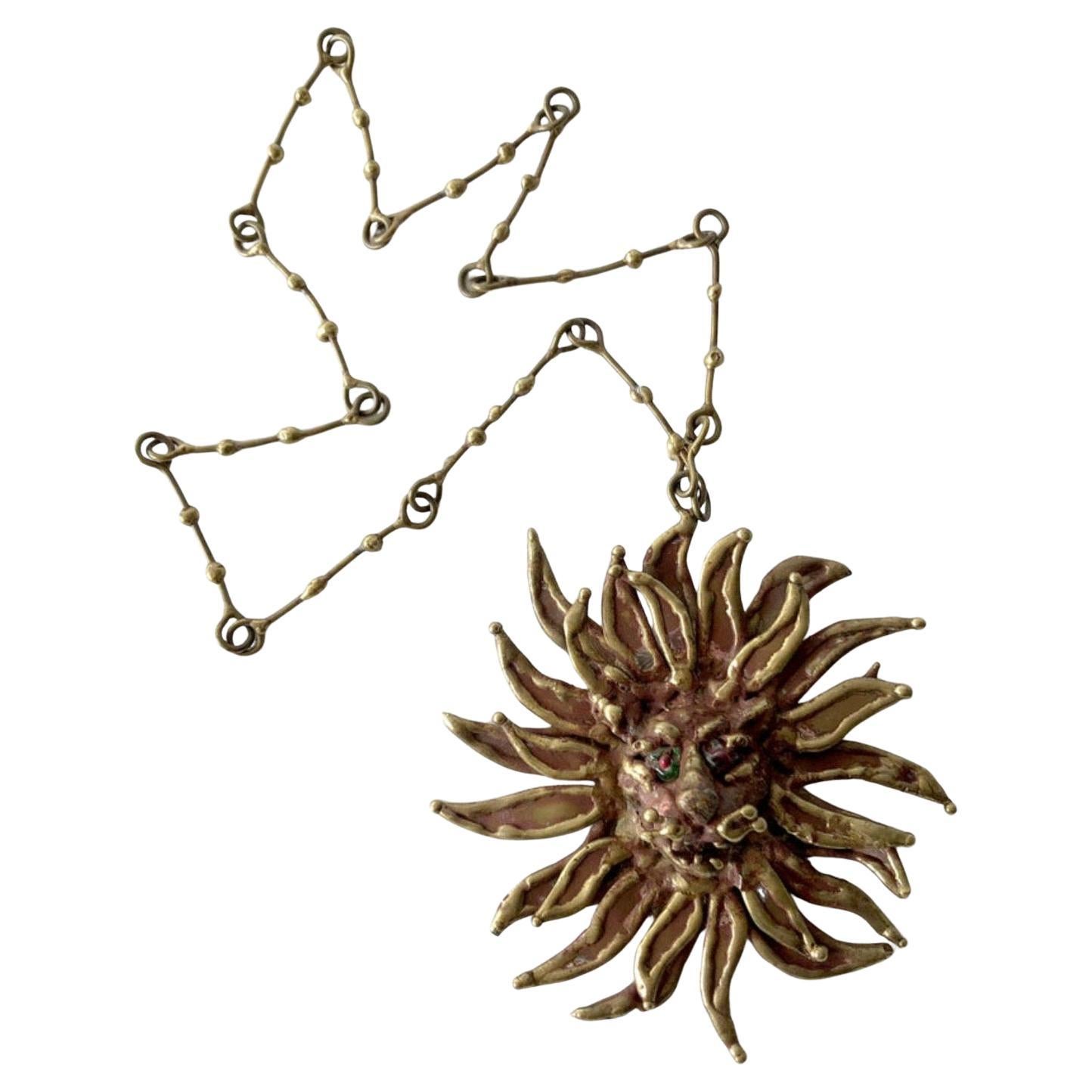 Vintage Modernist Bronze Löwe Halskette von Pal Kepenyes im Angebot 12