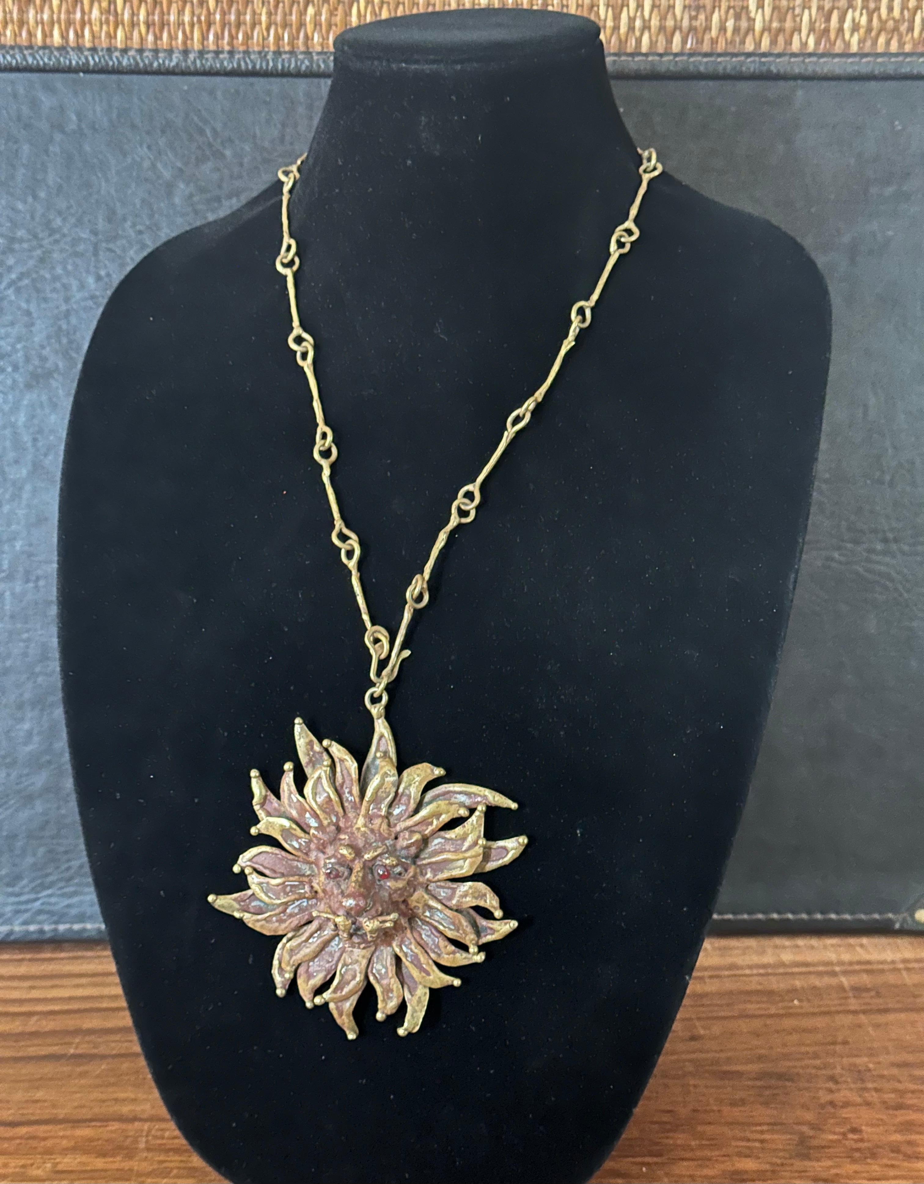 Vintage Modernist Bronze Löwe Halskette von Pal Kepenyes (Handgefertigt) im Angebot