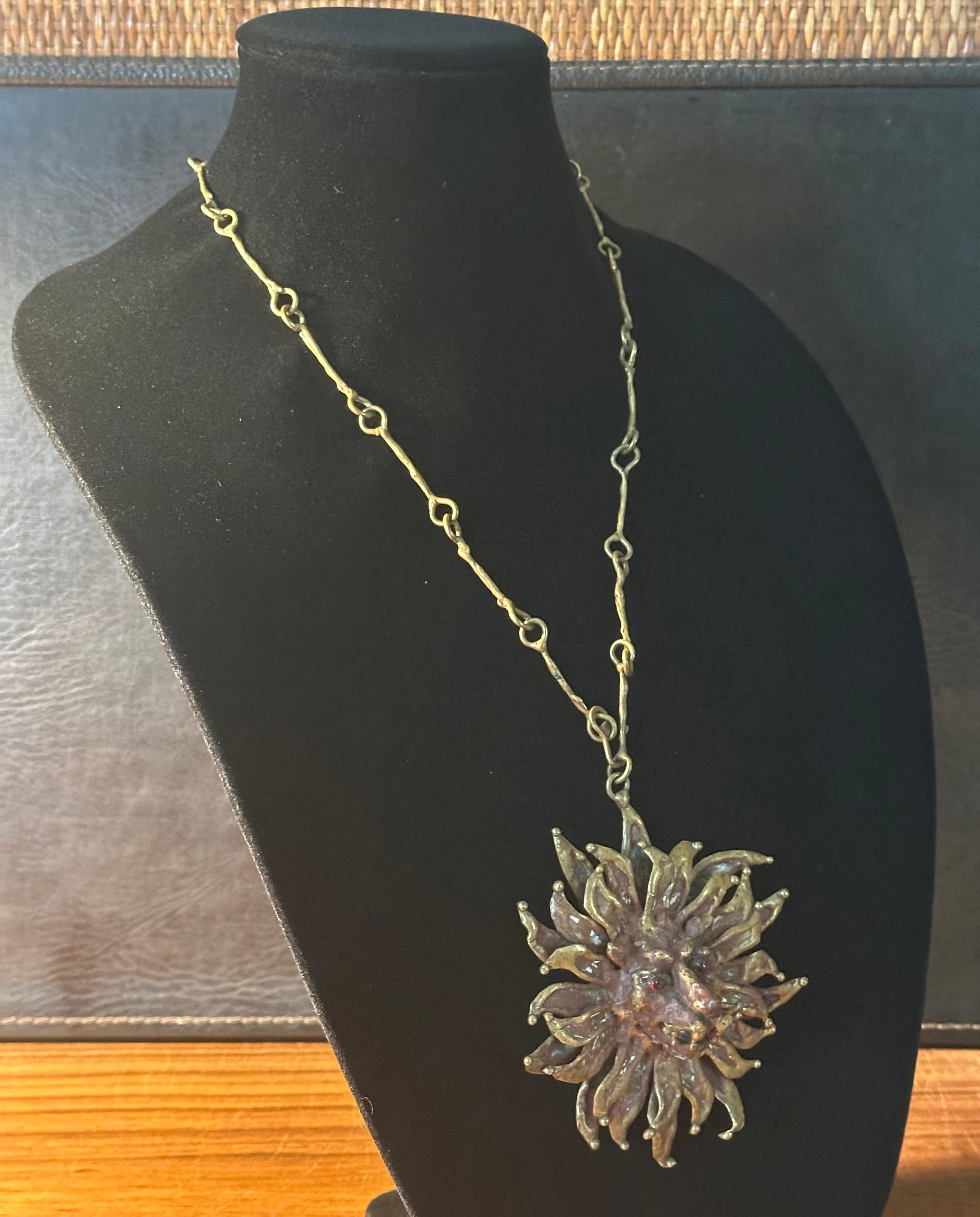 Vintage Modernist Bronze Löwe Halskette von Pal Kepenyes im Zustand „Gut“ im Angebot in San Diego, CA