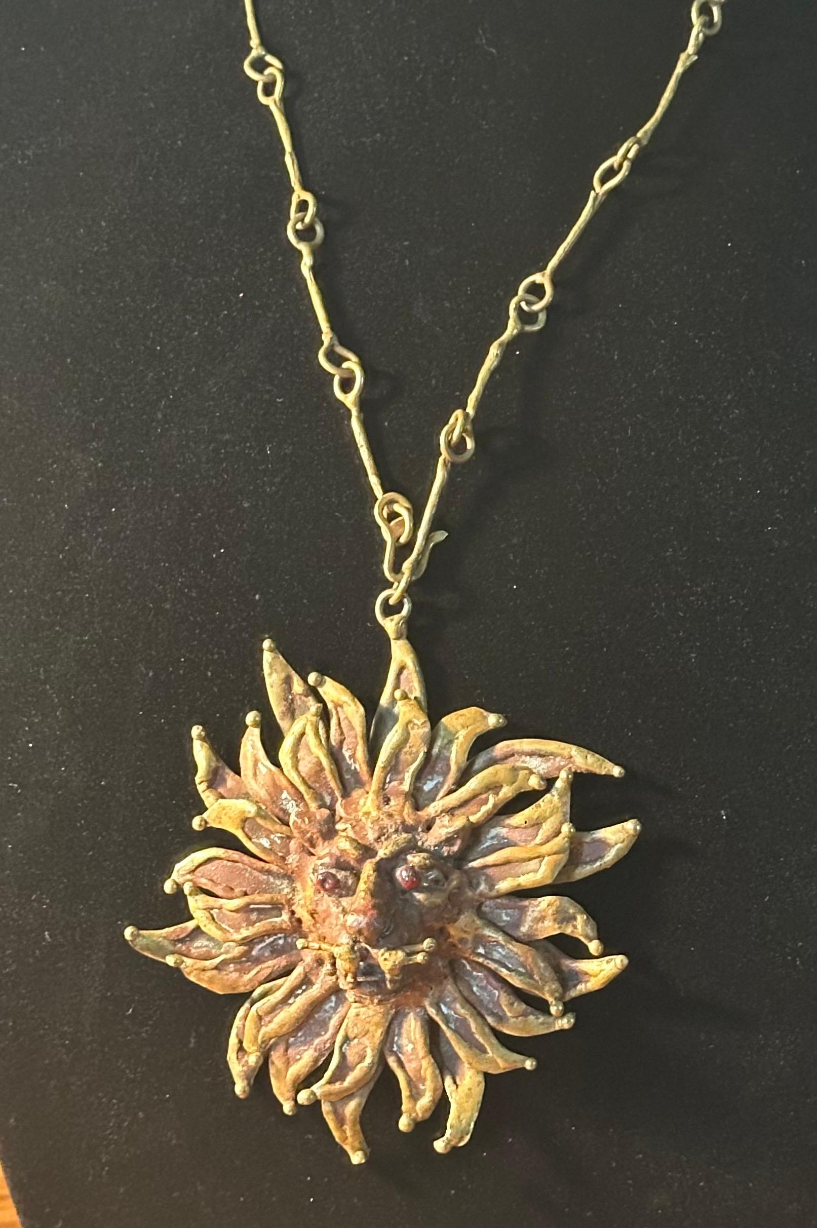 Vintage Modernist Bronze Löwe Halskette von Pal Kepenyes im Angebot 2