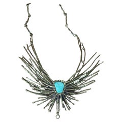 Collana modernista d'epoca in bronzo e turchese di Pal Kepenyes