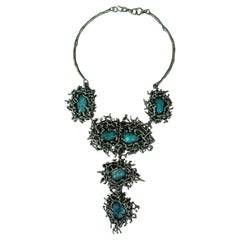 Collana modernista d'epoca in bronzo e turchese di Pal Kepenyes