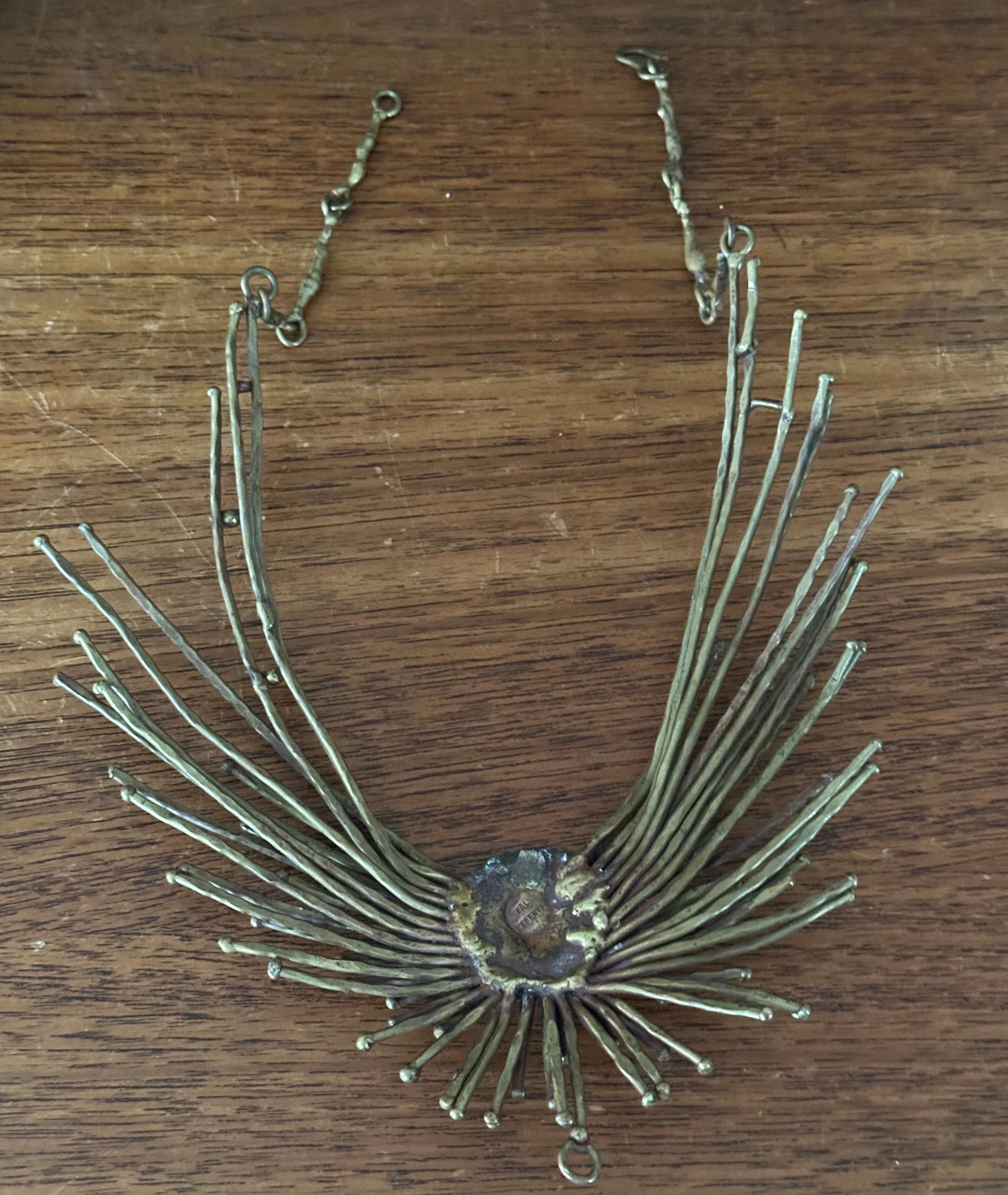 Vintage Modernist Bronze & Türkis Halskette von Pal Kepenyes im Angebot 2