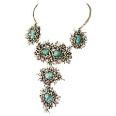 Vintage Modernist Bronze & Turquoise Necklace by Pal Kepenyes