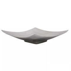 Vintage Modernist Cast Aluminum 12" Square Silver Handkerchief Centerpiece Bowl