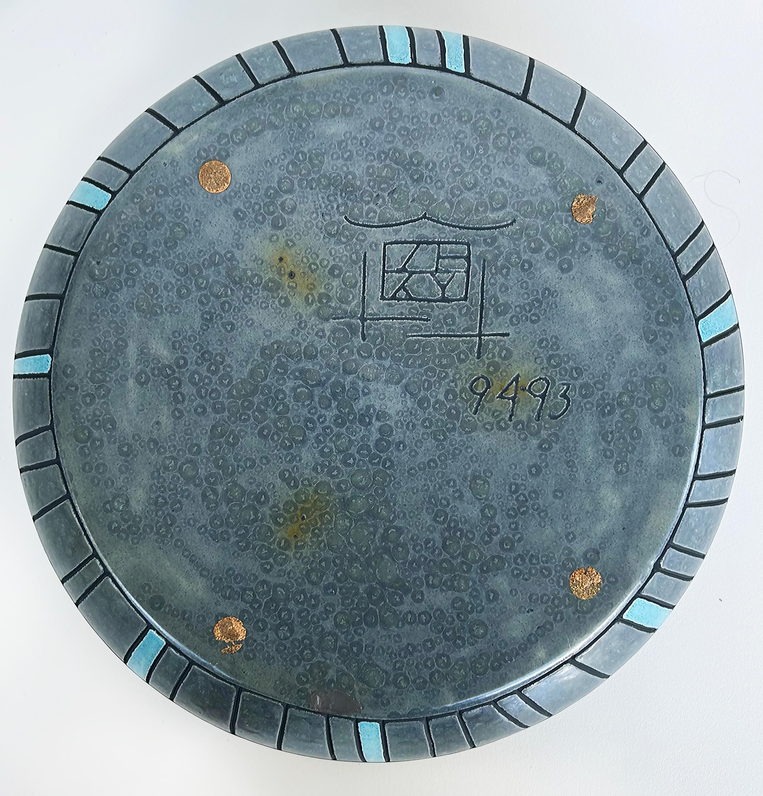 Vintage Modernist Ceramic Centerpiece Geometric Bowl, Signed  For Sale 4