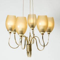 Vintage Modernist Chandelier by Paavo Tynell, Finland, Taito Oy, 1940s