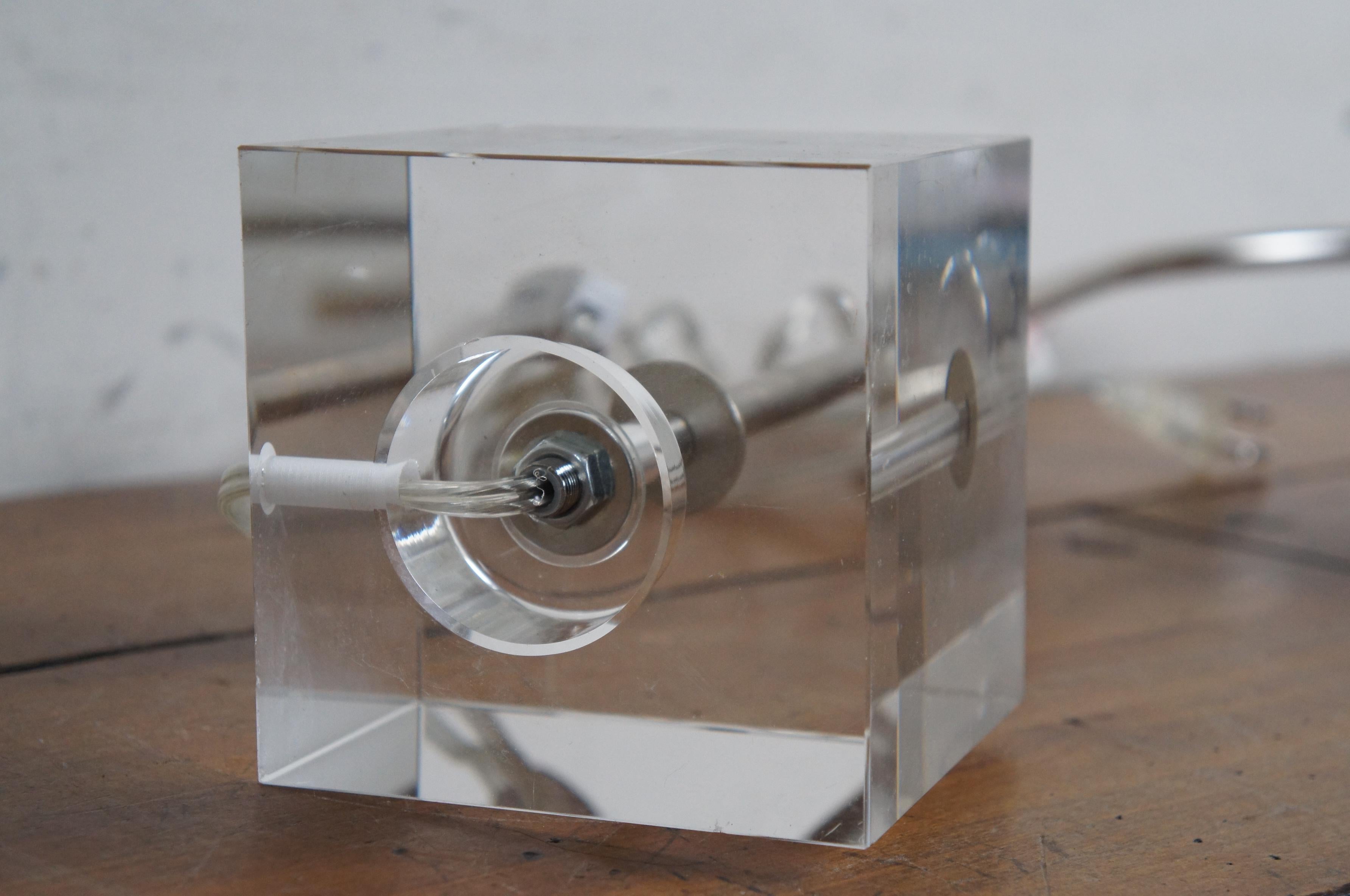 Vintage Modernist Chrome & Lucite Eyeball Desk Library Table Lamp 23