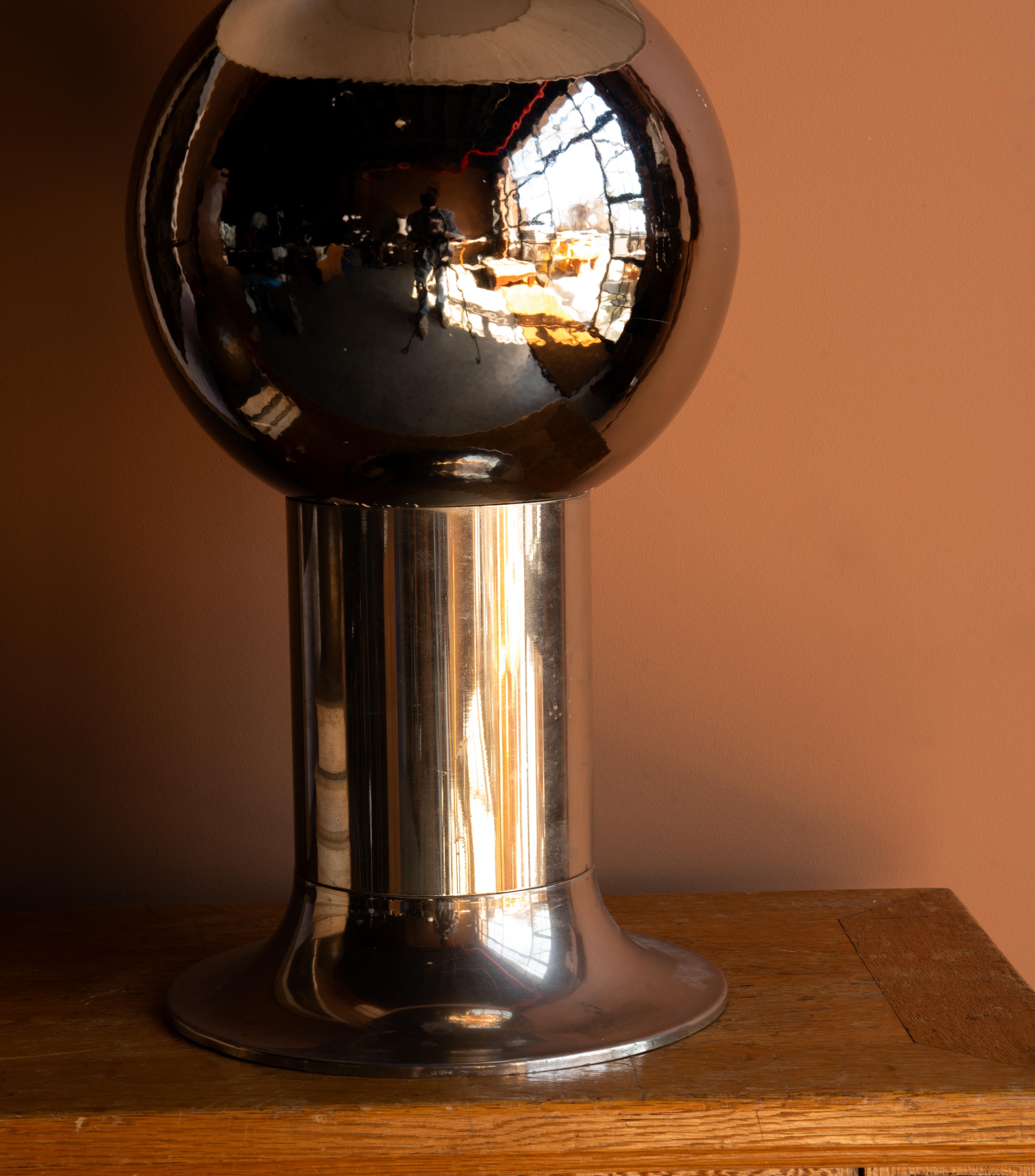 European Vintage Modernist Chrome Table Lamp For Sale
