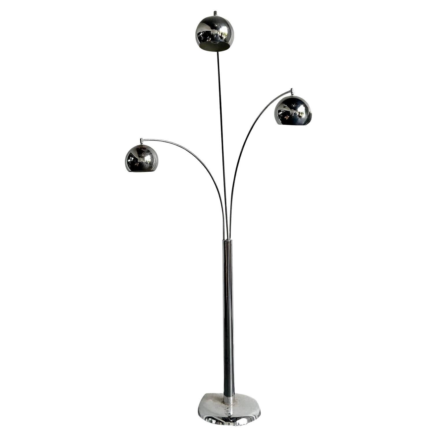 Vintage Modernist Chrome Three Eyeball Floor Lamp