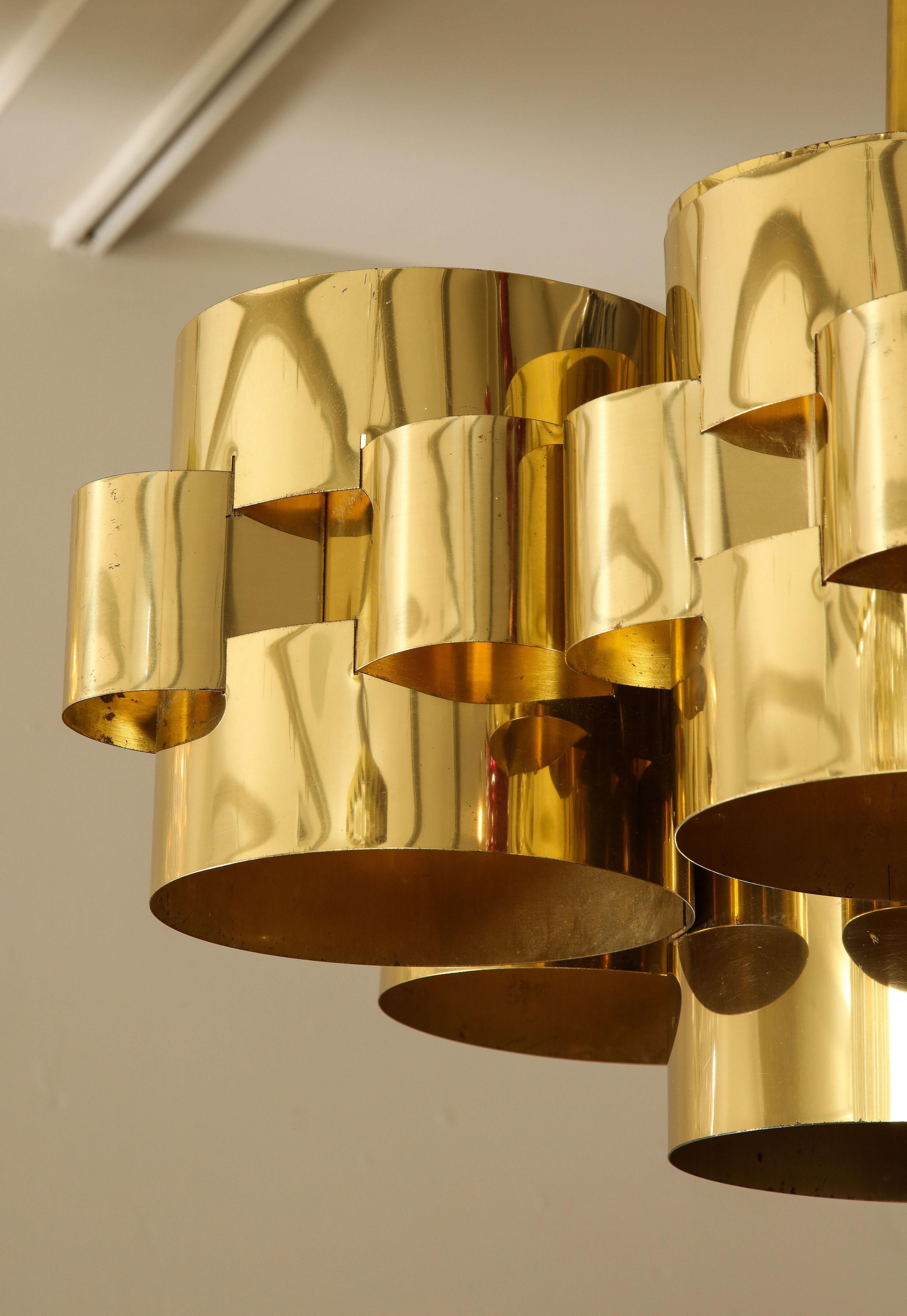 Vintage Modernist Cloud Chandelier in Brass by Curtis Jere 6