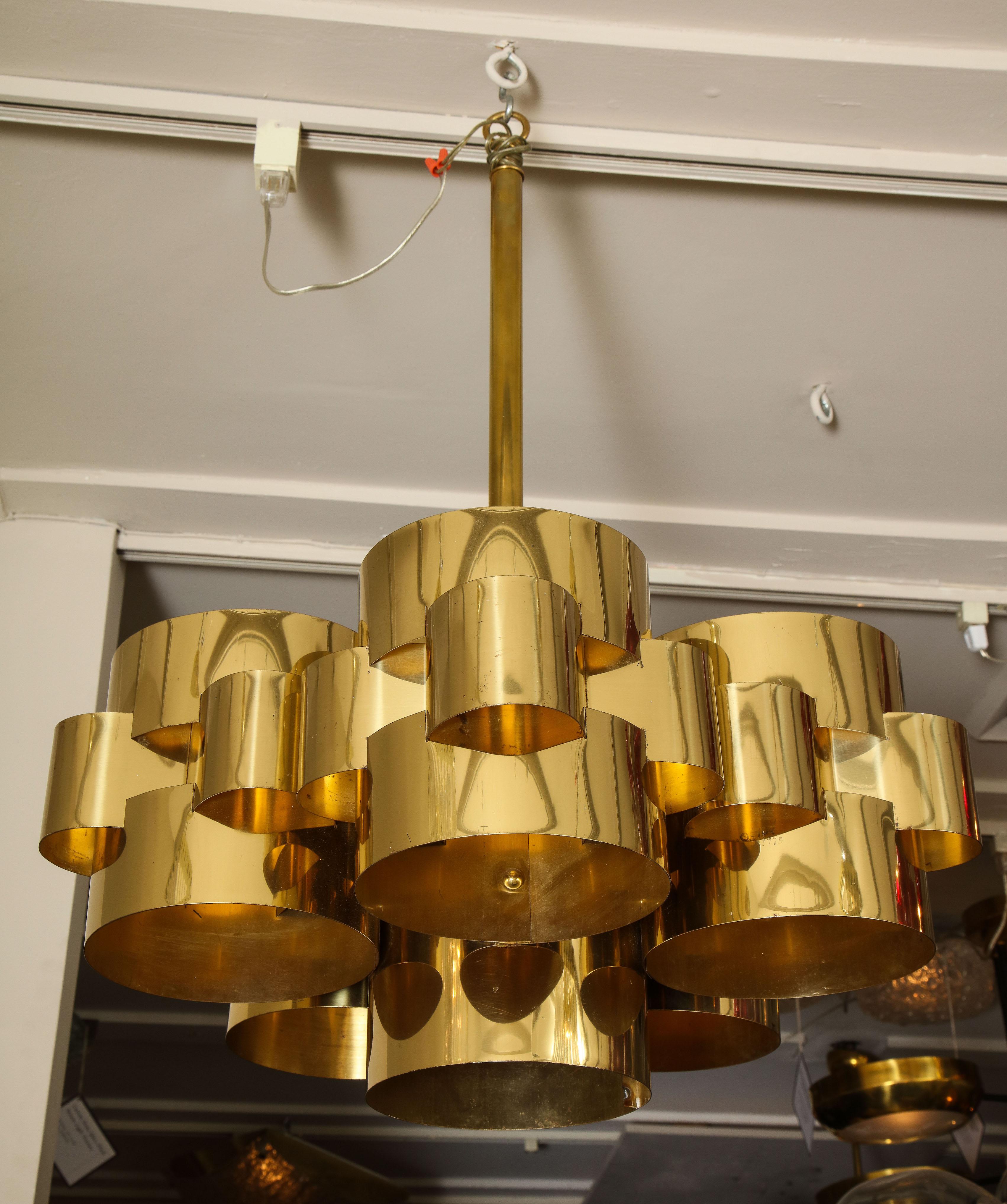 Vintage Modernist Cloud Chandelier in Brass by Curtis Jere In Good Condition In New York, NY