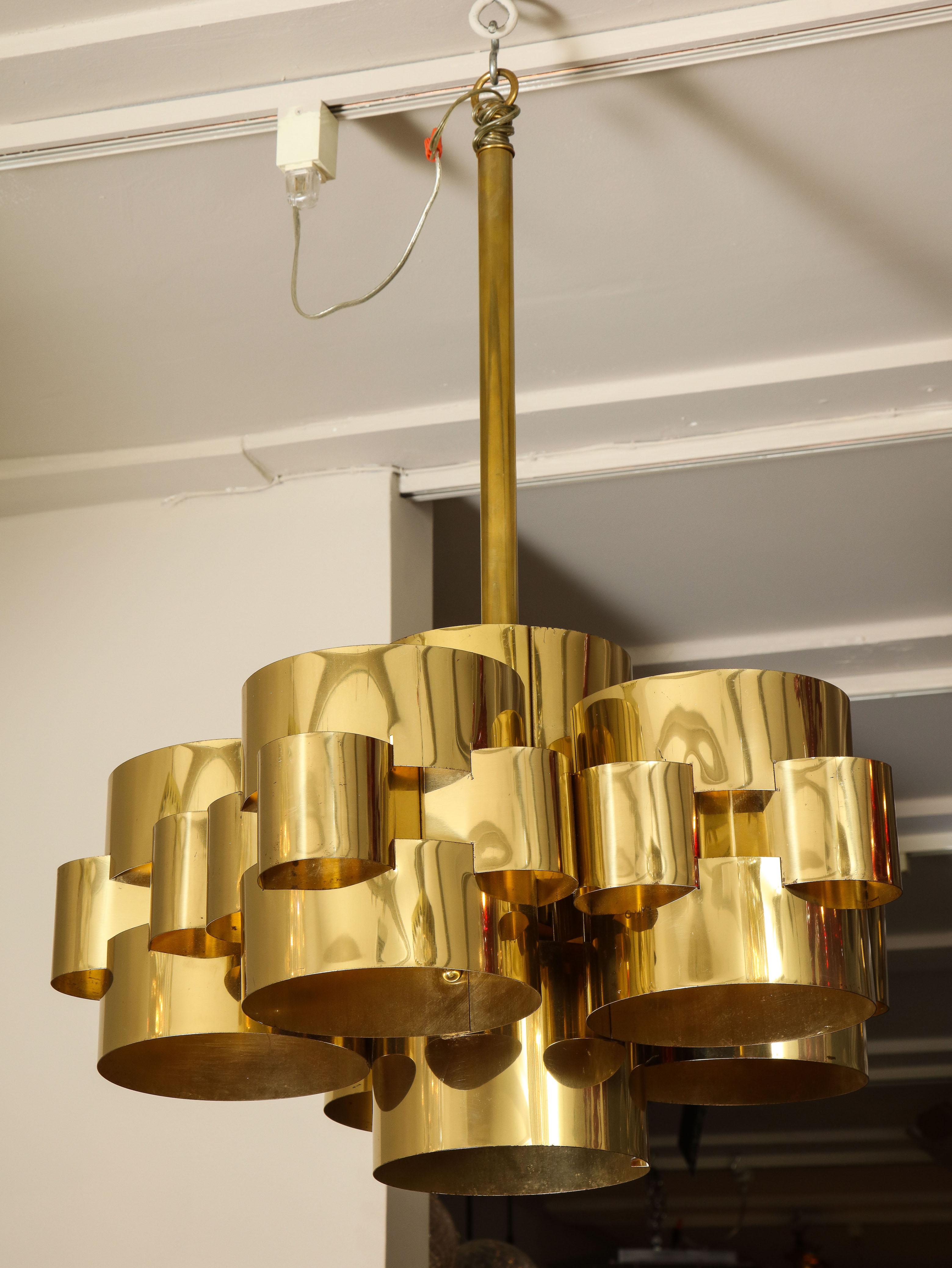 Late 20th Century Vintage Modernist Cloud Chandelier in Brass by Curtis Jere
