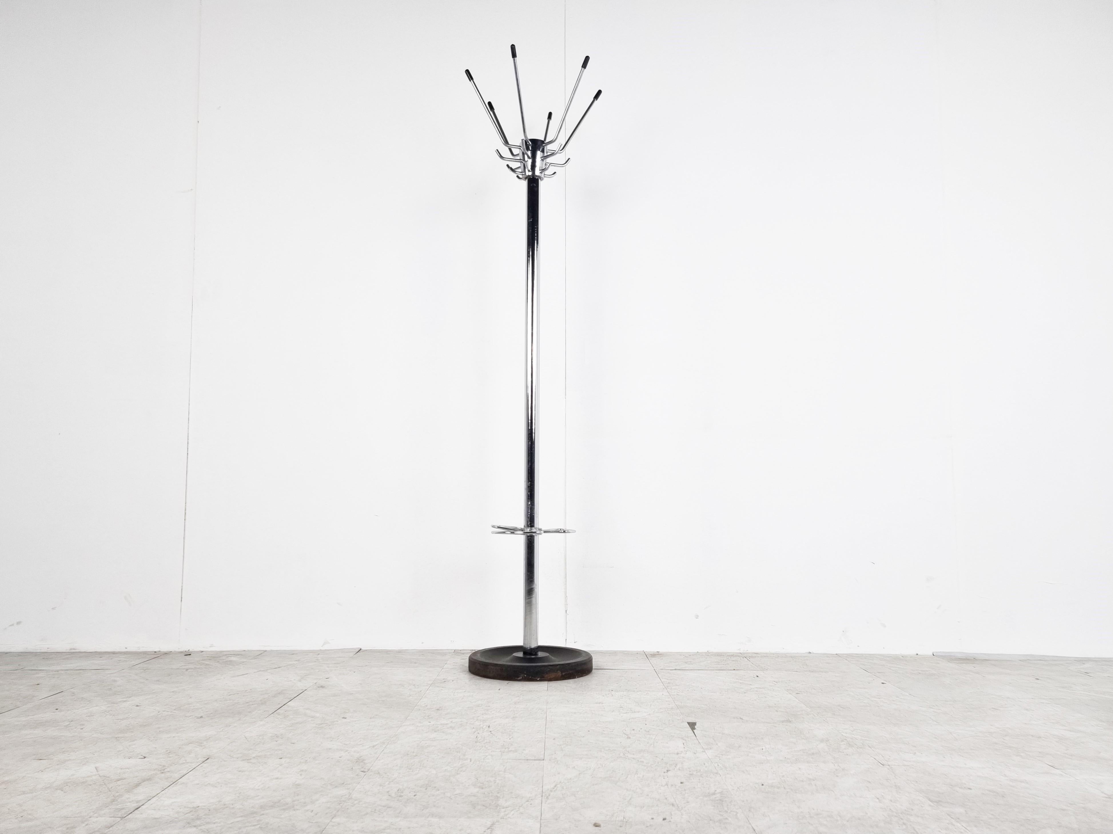 Chrome Vintage Modernist Coat Stand by Jacques Adnet, 1950s For Sale