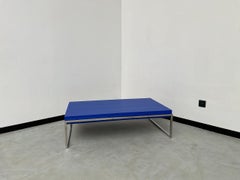 Vintage modernist coffee table, Klein blue color