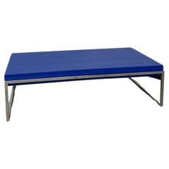 Vintage modernist coffee table, Klein blue color