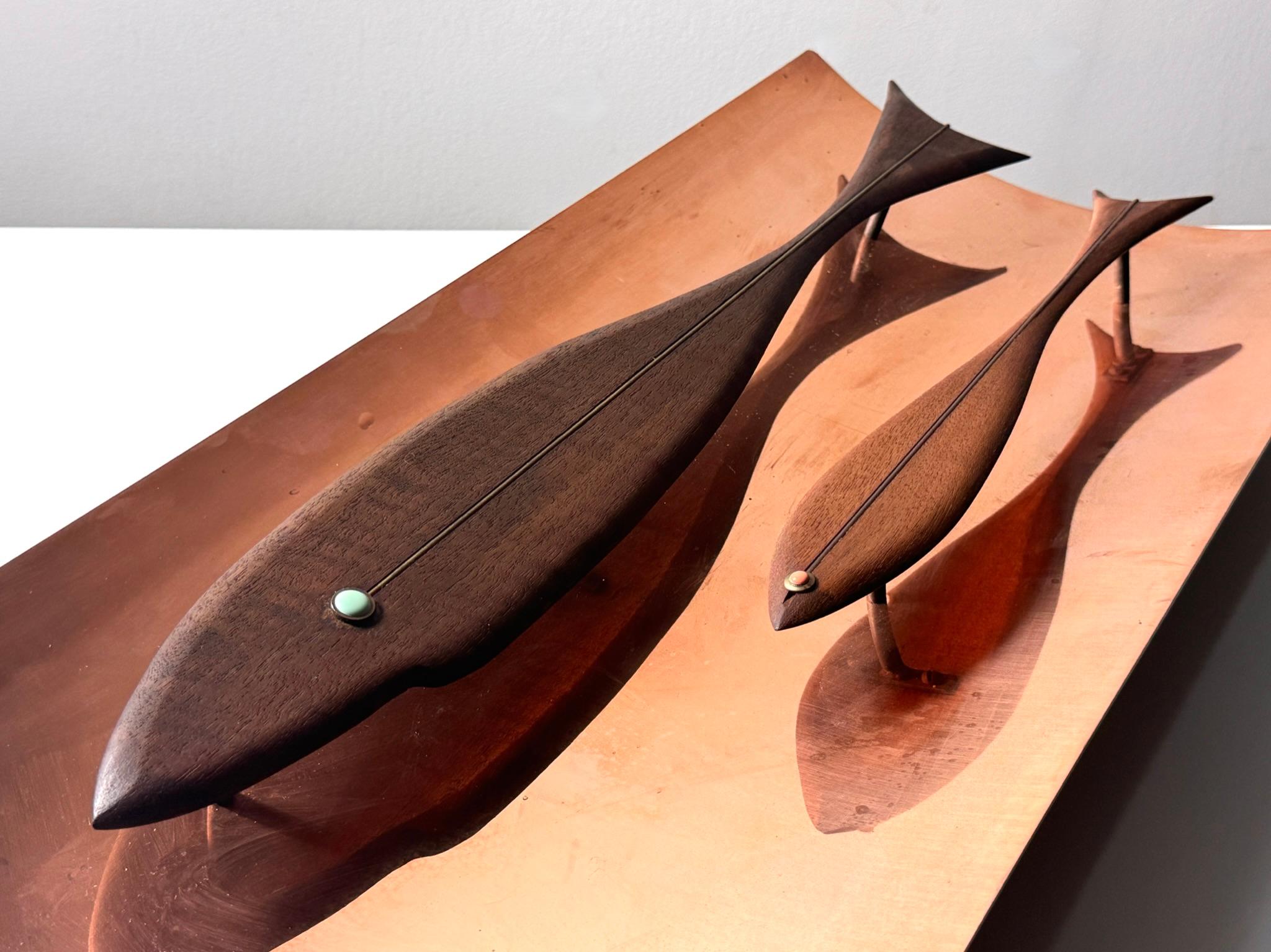 Mid-20th Century Mid Century Modernist Copper Fish Wall Mount Sculpture Westwood Chadwick 1950s