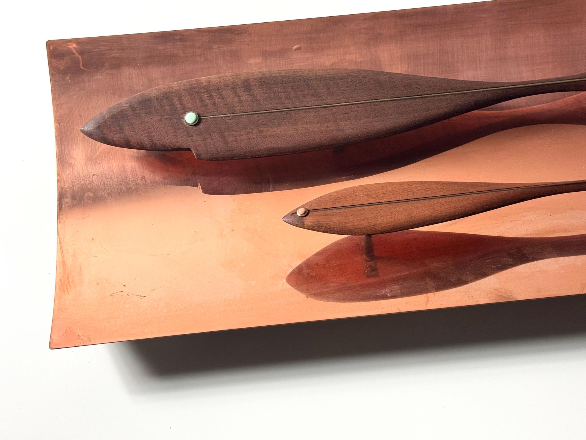 Brass Mid Century Modernist Copper Fish Wall Mount Sculpture Westwood Chadwick 1950s
