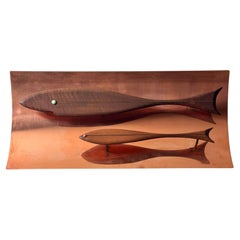 Mid-Century Modernistische Kupfer-Fisch-Wandskulptur Westwood Chadwick 1950er Jahre
